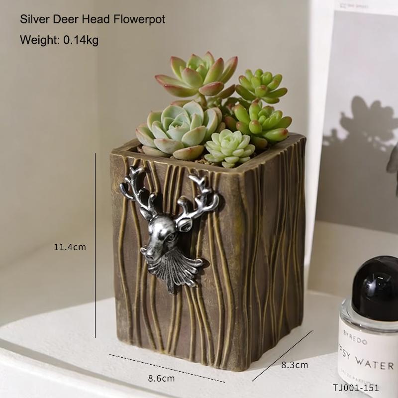 

Creative Deer Head Flowerpot Green Potted Plants Container Home Courtyard Garden Decoration Resin Handicrafts Ornament