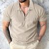 Men's Zipper Lapel T-shirt Solid Color Short Sleeves Casual T-Shirt Loose Fit Summer Tee Shirt for Golfing Streetwear Beach Travel