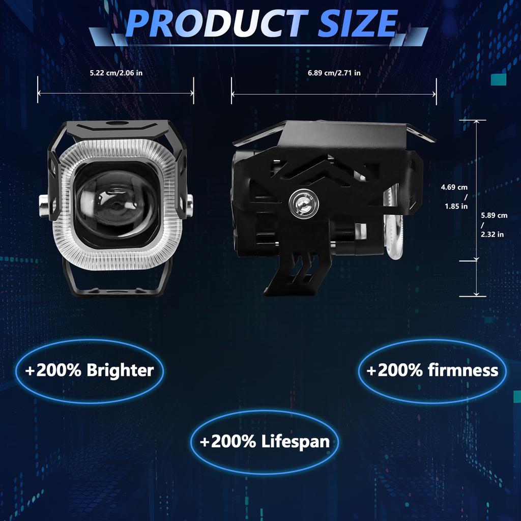 Motorcycle LED Driving Fog Lights, 60W 4000LM 4 Lighting Modes LED Auxiliary Lights IP68 Waterproof