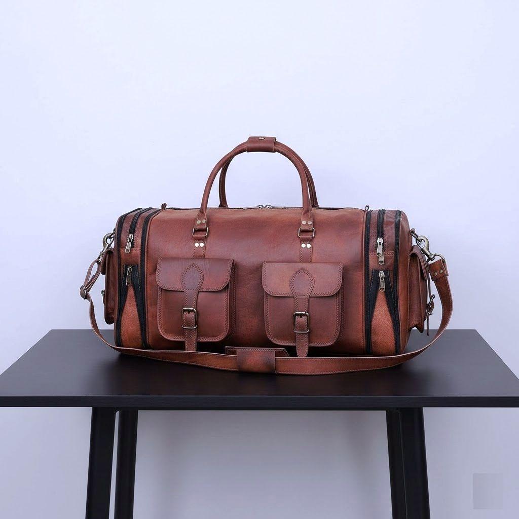 30"Herren-Reisetasche aus echtem Leder, für Fitnessstudio, Wochenende, Nacht, große Vintage-Reisetasche