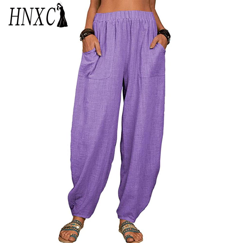 

HNXC Женские модные повседневные однотонные брюки и капри с принтом XL фиолетовый