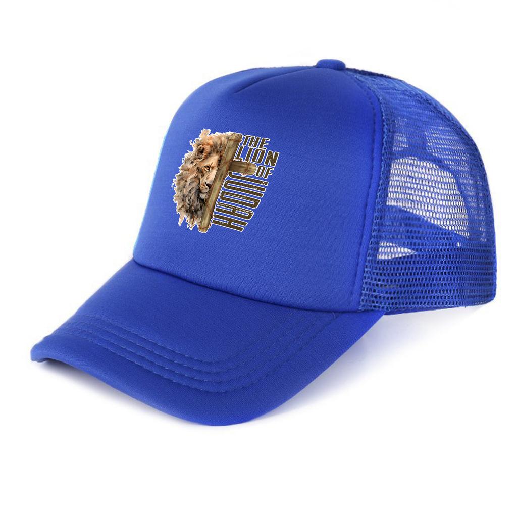 Lion of Judah Cross Printed Mesh Cap Adjustable Breathable All Season Sports Hat Unisex for Golf Outdoor Sports Dad Hat Cap