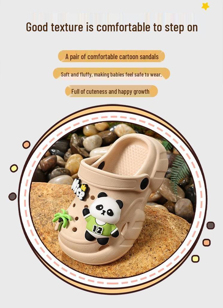 2026 New Summer Cartoon Panda Kids' Non-slip Crocs for Outdoor & Indoor Use