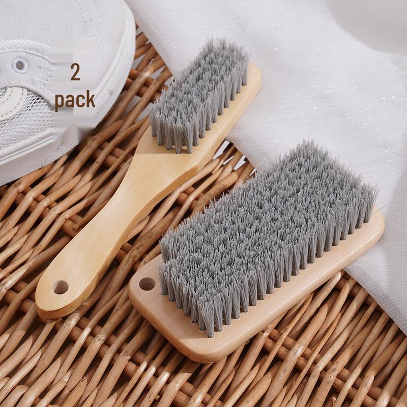 Multi-Purpose Hard Bristle Shoe Brush with Solid Wood Handle