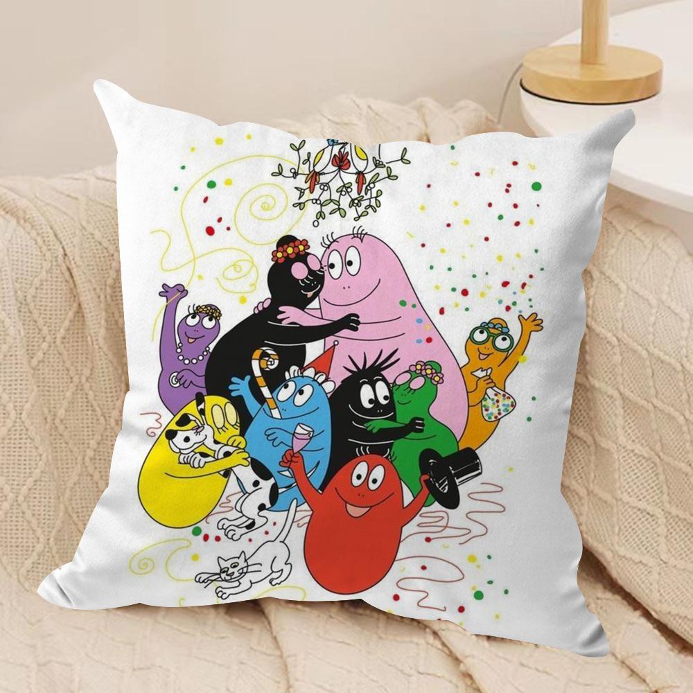 Cartoon Cute BBarbapapas Cushion Cover Silky Short Plush DoubleSided Printed Pillow Case for Sofa All Seasons Home Decor Gift
