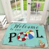 1pc Welcome To My Pool Suitable for Living Room, Bedroom, Kitchen Floor Mat - Ultra-Soft Flannel with Pool-Themed Lettering, Machine Washable Suitable