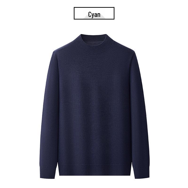 

Men s Stand-Up Collar Wool Blend Sweater - Warm, Basic Style for Autumn/Winter L
