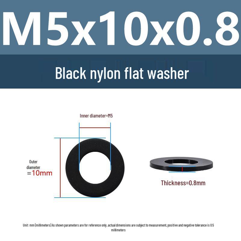 Yigu High-Temperature Insulated Black Nylon Flat Washer (M2, M3, M10, M16, M24)