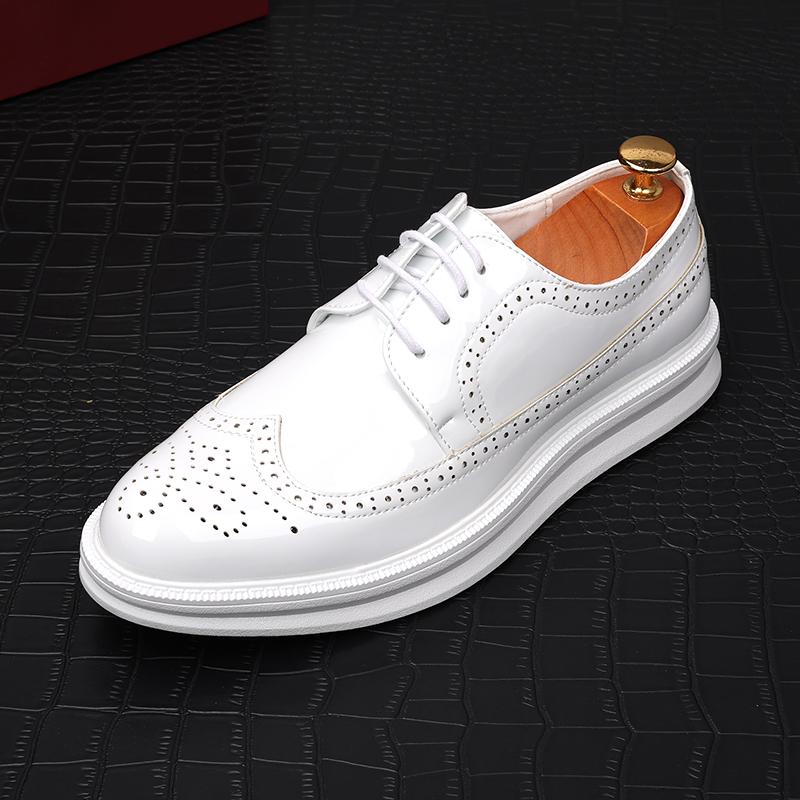 Fashion Fashion Men's Charm White Black Lace Up Platform Casual Shoes Flats  Male Homecoming Wedding Dress Footwear Zapatillas Hombre