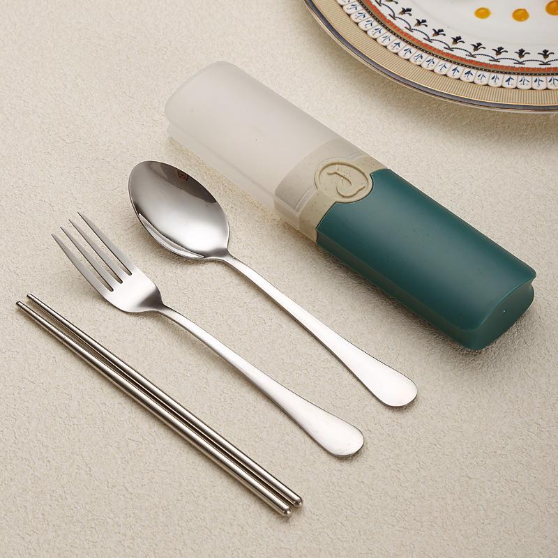 

Portable Stainless Steel Korean Cutlery Set: Spoon, Fork & Chopsticks for Students, Kids, Business, or Camping.