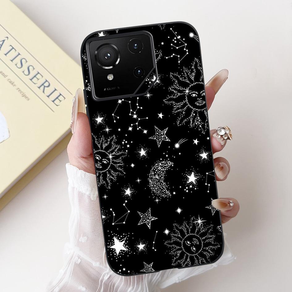 For Asus Rog Phone 9 Pro 5G Case Popular Flower Cartoon Soft Black Silicone Shockproof Cover For Asus Rog Phone 9 FE Phone9 Capa