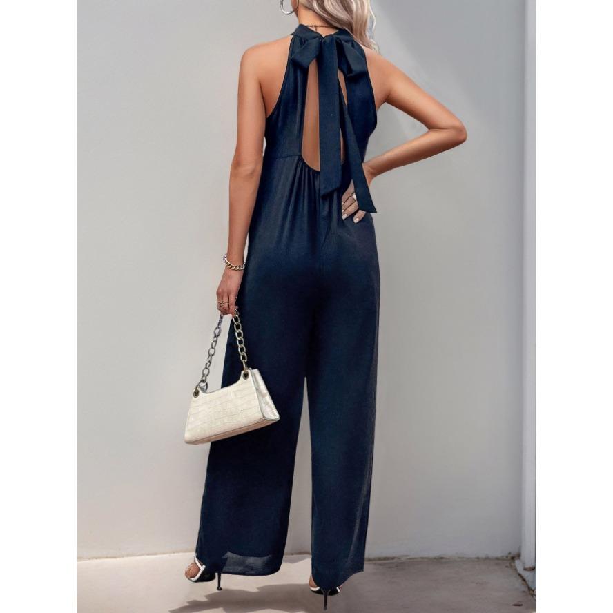 YYFS Women's Fashion Casual Summer Spring Solid Color Print Sleeveless Half Turtleneck Loose Waistline Trousers Jumpsuits & Rompers