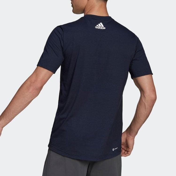Adidas T Shirts Men's Blue Crew Neck Moderate Straight Fit HF7211