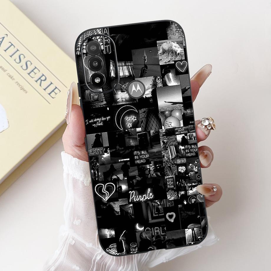 For Motorola Moto E20 E30 E40 E22 E22s E22i Phone Case Back Cover Soft Matte Silicone Slim Fundas Lovely Panda Rabbit Flower