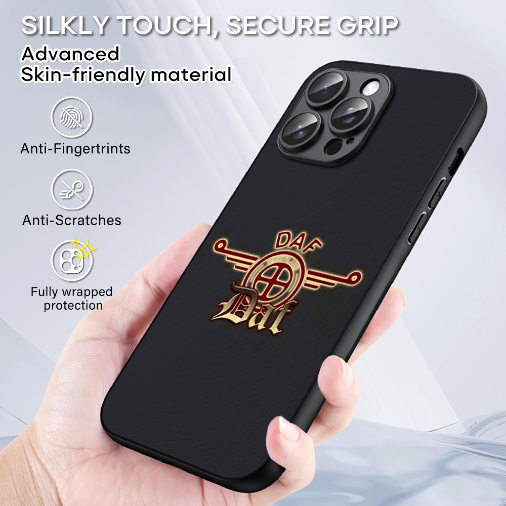 D-dafs Logo Car Logo Fashion Pattern Phone Case For iPhone 16 15 14 13 12 11 Plus Pro Max Limited Black Hard Case Sheepskin