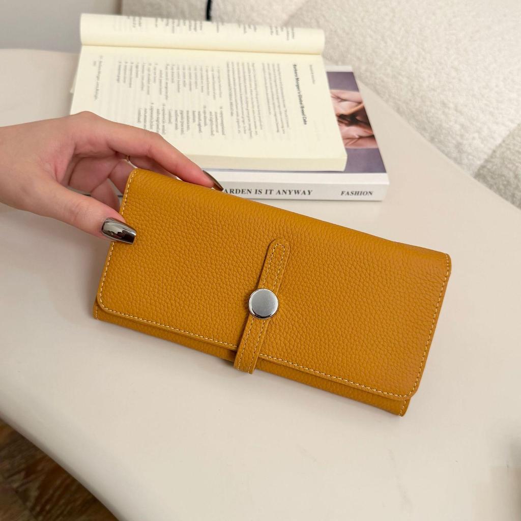 2026 New Women's Soft Cowhide Leather Clutch: Genuine Foldable Long Wallet with Large Capacity for Phone and Money Clip