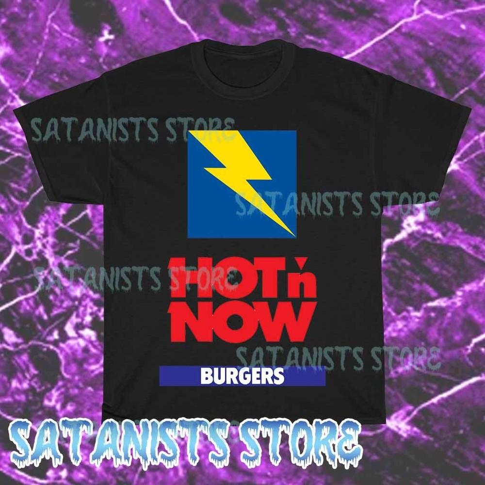 

New Hot N Now Burgers Men s Black T-shirt Funny Size S to 5XL L