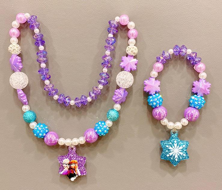Frozen Princess Kids' Necklace & Bracelet Gift Set for Christmas or Birthday