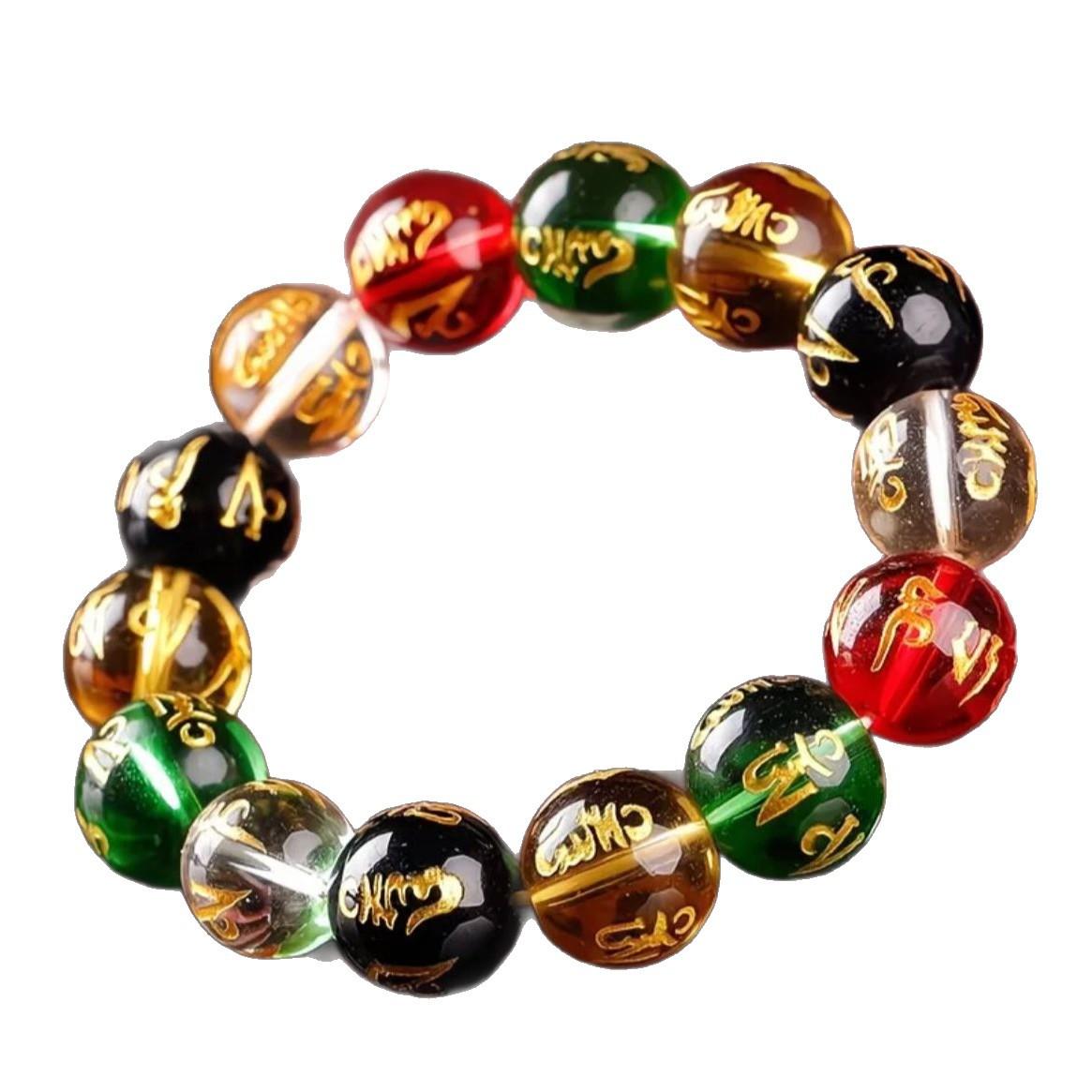 

Five Elements And Six Characters Mantra Bracelet For Couples, 12mm One Size чёрный