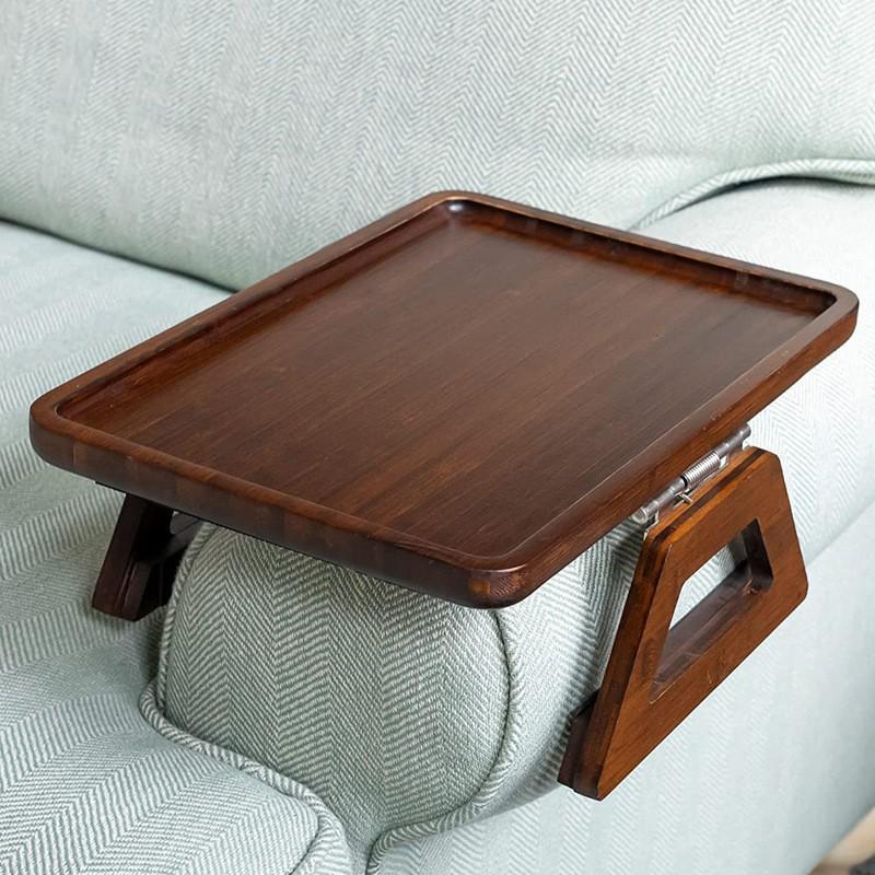 Bamboo Foldable Sofa Armrest Tray – Rectangular Snack & Fruit Plate