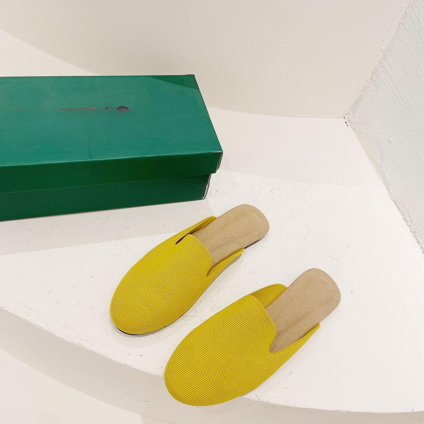 

Весенние и летние полутапочки, плетеные сандалии и тапочки, туфли на плоской подошве с круглым носком, женская обувь больших размеров 35