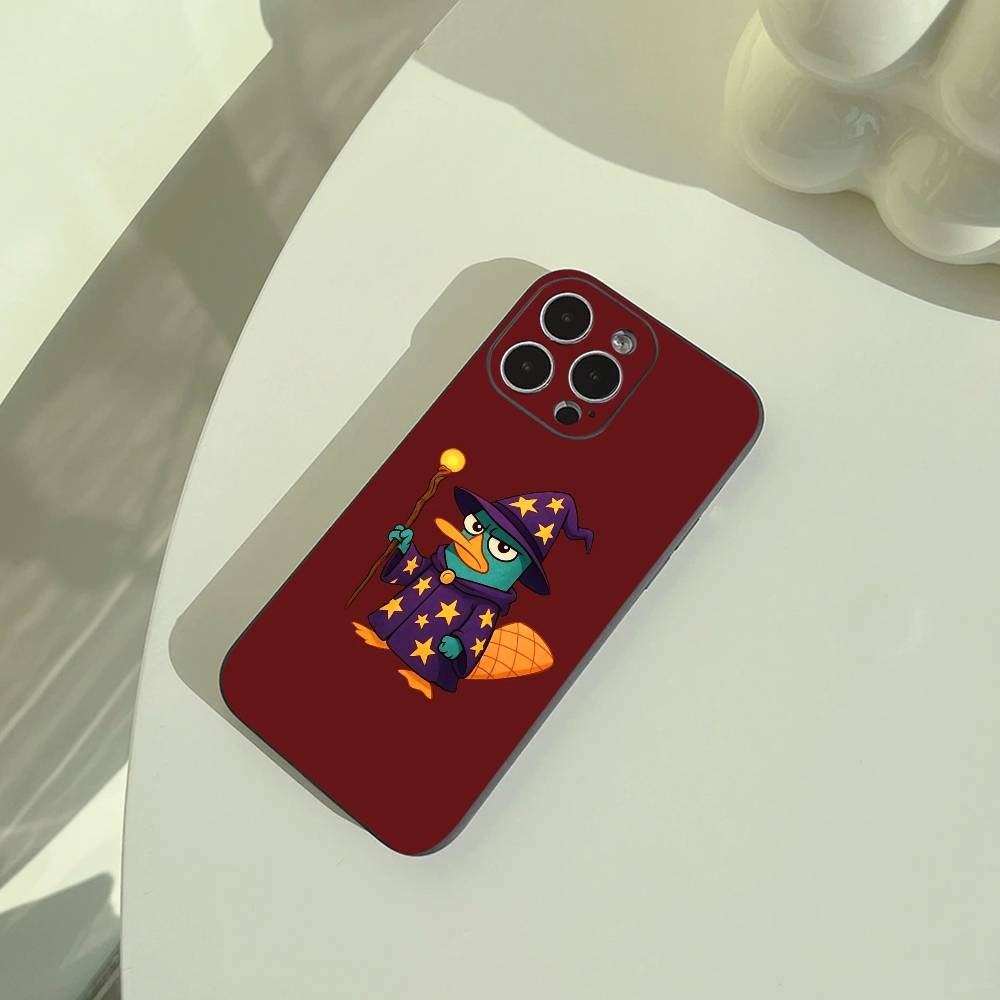 

Чехол для телефона P-Perry Утконос Для iPhone 17,16,15,14,13,12,11 Pro Max,16/15/14Plus,XS Мягкий Черный Чехол iPhone13
