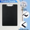 A4 Clipboard, Clipboard Folder, Black, Writing Board with Binder, Suitable for Notes, Forms, Documents, and Drawings, Black