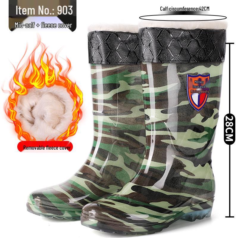 Men's Military Protection Non-Slip High-Top Water & Rain Rubber Shoes