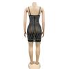 X5633 Strass-Spaghettiträger Fransen Bandagekleid - Sexy Ärmelloses Minikleid