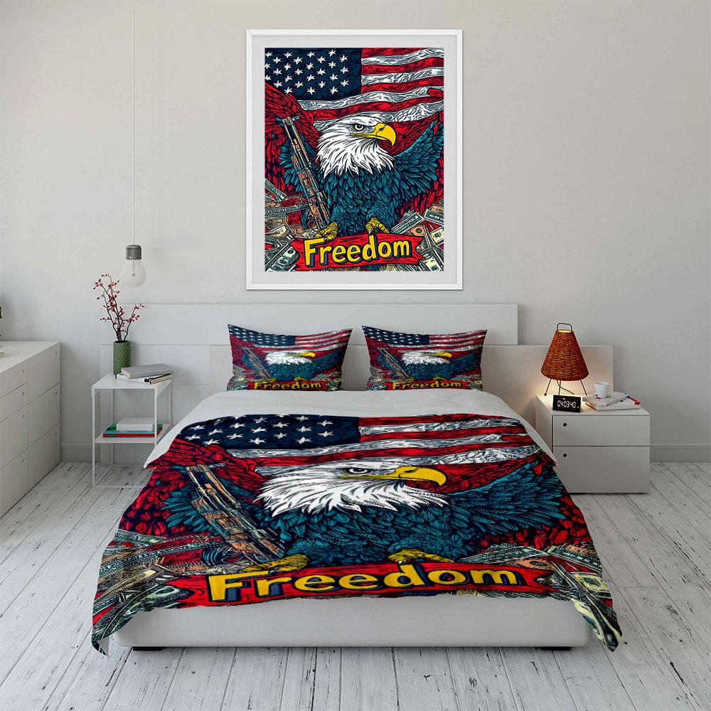 Eagle, Flag, Cash, "Freedom" Bedding Sets Duvet Cover Sets Duvet Covers Pillowcases(1 * Duvet Cover 2 * Pillowcases Without Duvet Insert)