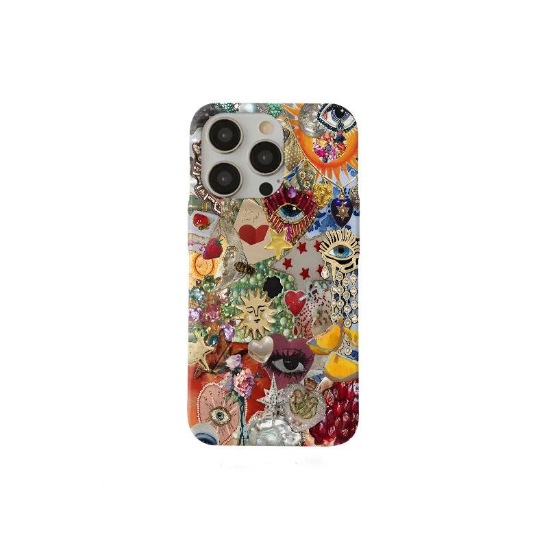 

Ins Creative Abstract Eyes Art Print Phone Case for iPhone 17 AIR 16 15 14 13 12 11 PRO MAX XSMAX XR 7 8 PLUS Y2K Simple Cover iPhone 14 Pro Max