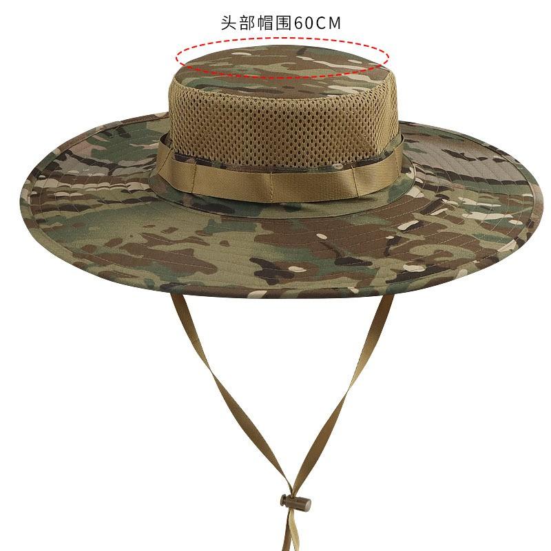 Camouflage Wide Brim Bucket Hat Men Women Sun Protection Outdoor Fishing Hiking UV Shield Adjustable Cotton