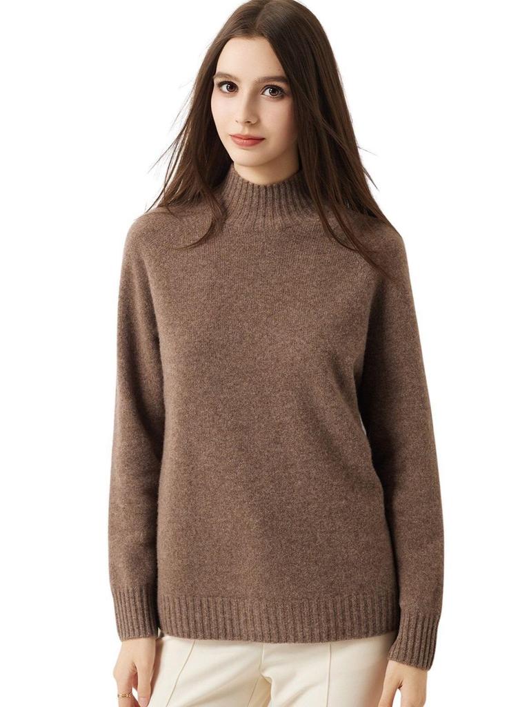 Solid Color Wool Sweater: Seven-Stitch, Long-Sleeve, Warm and Simple Autumn/Winter Commuting Base Layer.