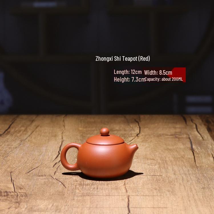 Classic Handmade Zisha Teapot with Angled Handle - Xishi Antique Style Ceramic Teaware for Household Tea Brewing