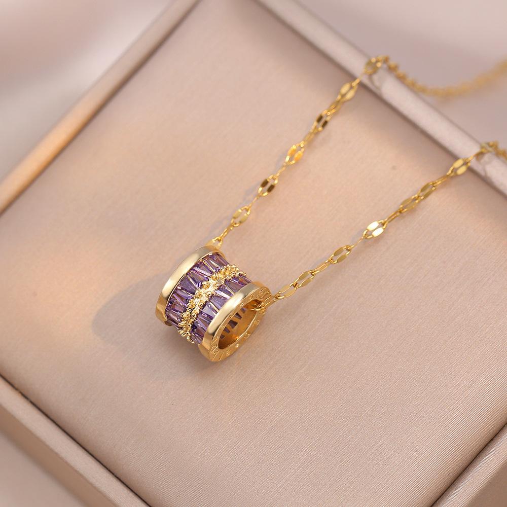 

Кулон на большую талию, ожерелье из нержавеющей стали, женская японская и корейская цепочка на ключицу фиолетовый