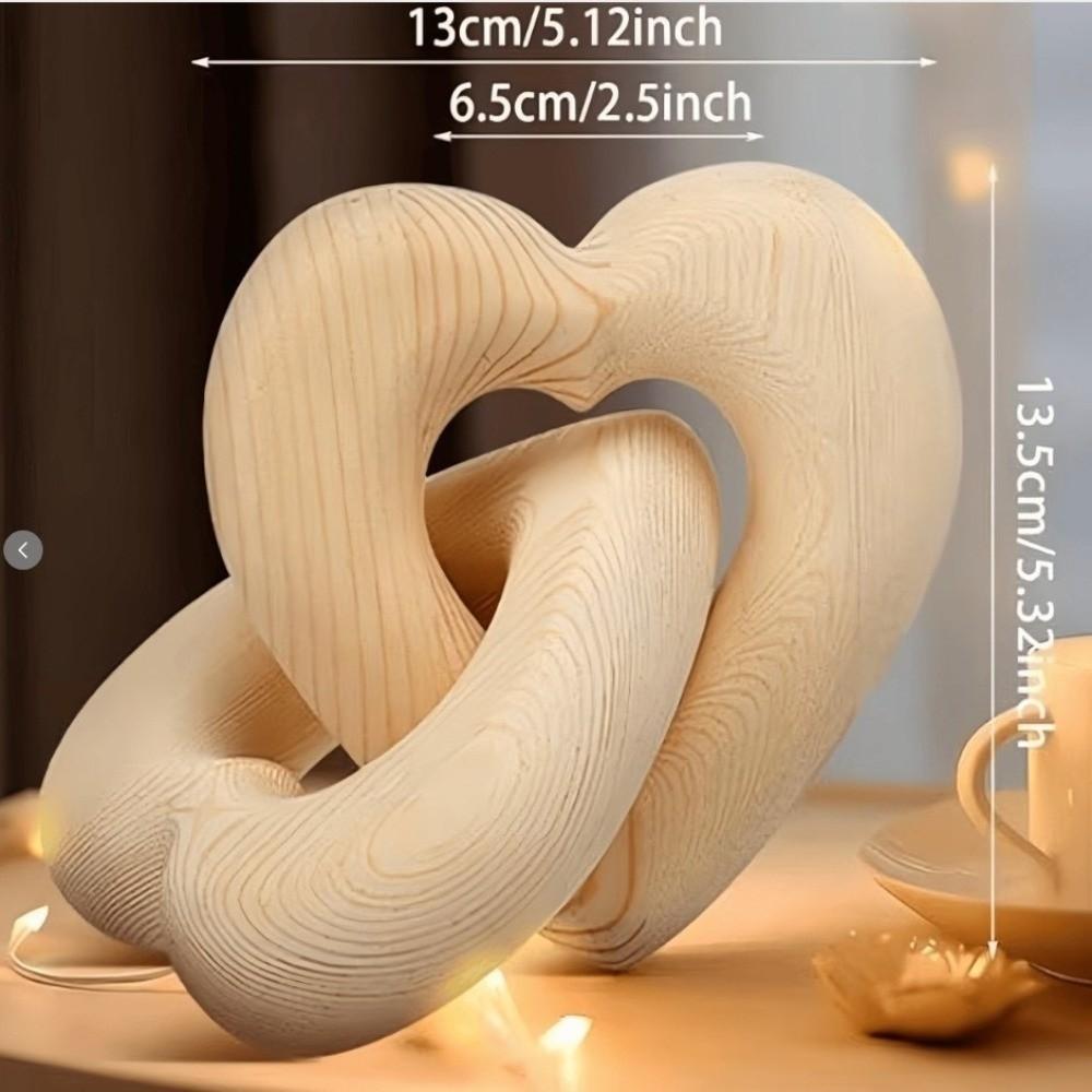 Romantic Interlocked Double Heart Chain Handmade Hearts Ring Table Sculpture Valentine Decor