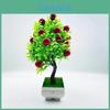 Cherries Miniature Artificial Tree With Plastic Material For Indoor Garden And Tabletop Display