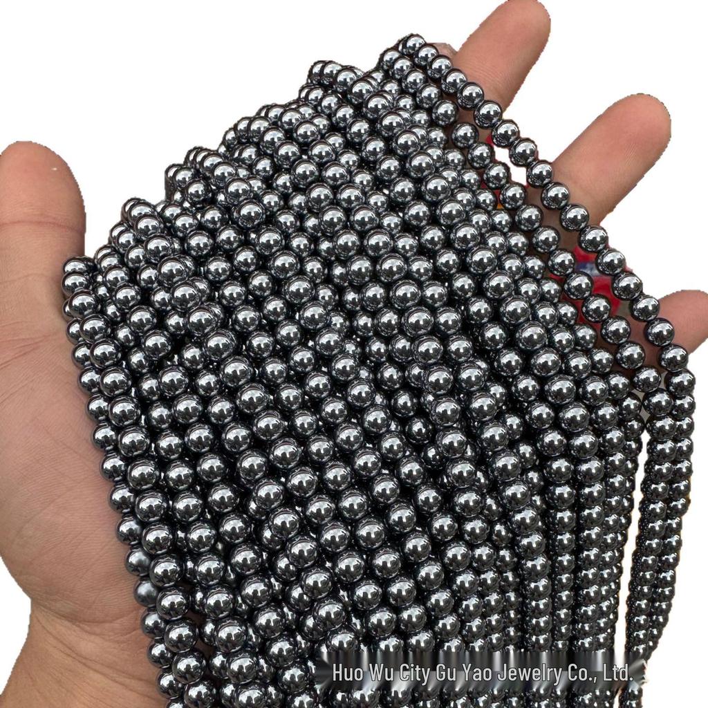 Natural Terahertz Stone Round Beads for DIY High Thermal Conductivity Energy Bracelets