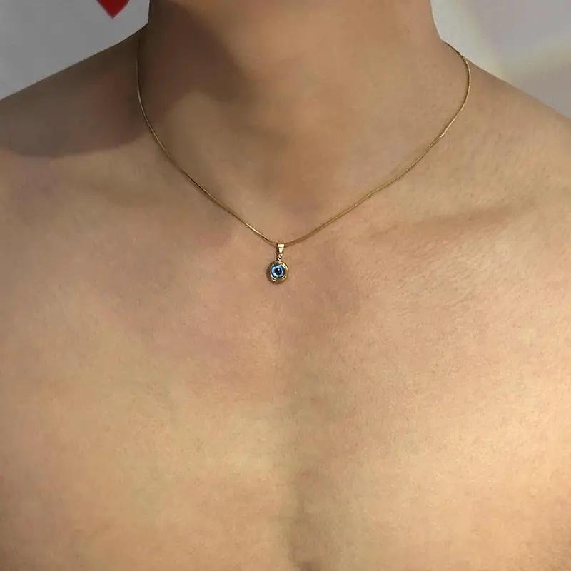 Collana Malocchio per Donna Minimalista Classica Occhi Turchi Blu Choker Catena Clavicola Gioiello Portafortuna Regalo