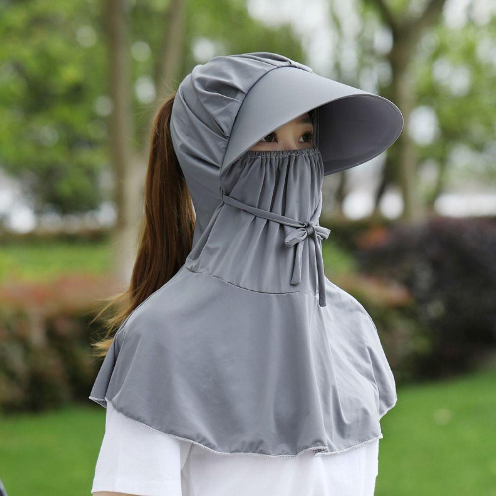 Sunscreen Wide Brim Bucket Cap Flower Bucket Hat with Mask Foldable Tea Picking Cap  Girl