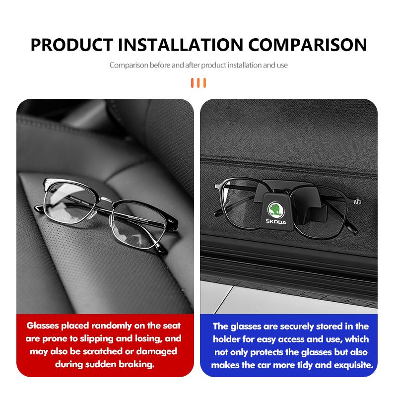 Car Sun Visor Glasses Clip Eyeglasses Storage Holder Car Hook Accessories For Skoda Octavia A5 A7 RS Fabia Superb Rapid Karoq