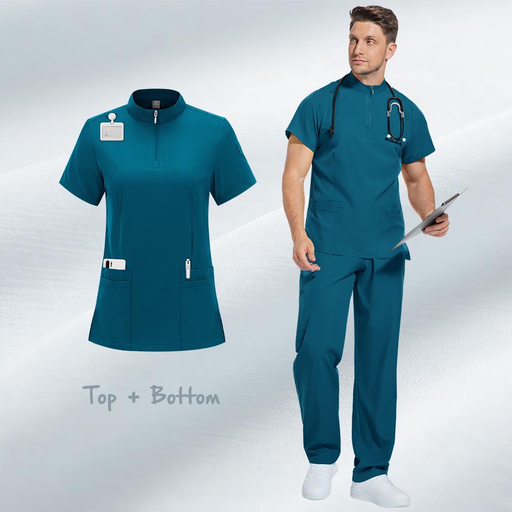 Nursing Scrubs Set Anti-Wrinkle Medical Surgical Gown Hospital Scrub Top Doctor Nurse Special Scrub Uniform Men Women
