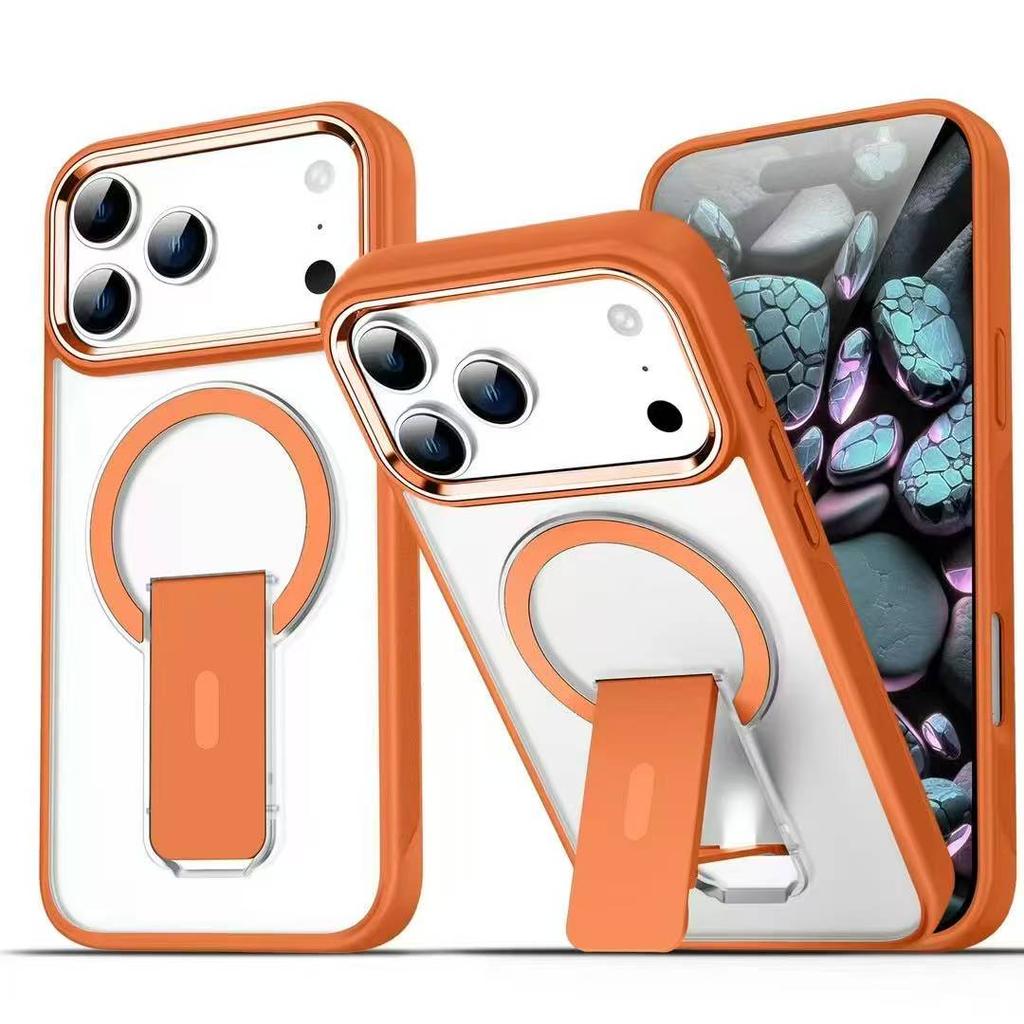 New Folding Stand Matte Clear Magnetic Case for iPhone 17 17 Air 17Pro 17 Pro Max For Magsafe Wireless Charge Shockproof Cover