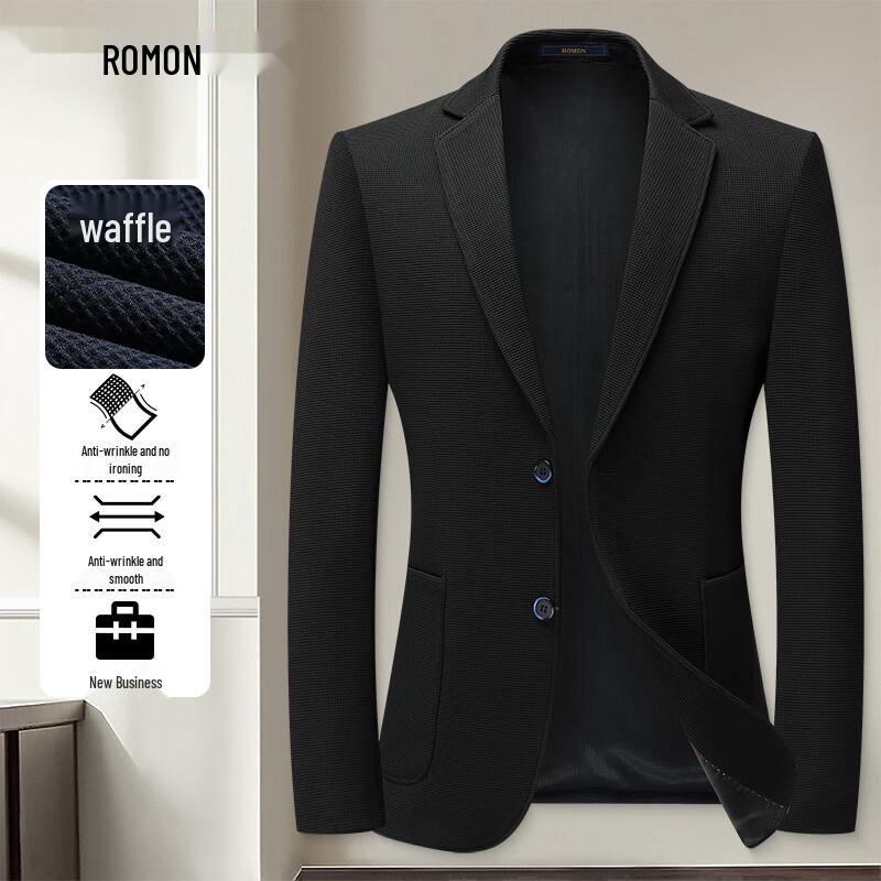 Luomeng Men s Waffle Weave Anti-Wrinkle Slim-Fit Blazer M