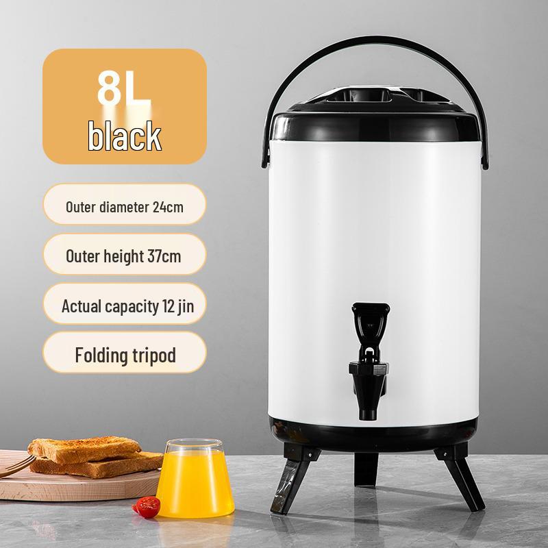 Commercial Stainless Steel Insulated Double-Layer Bucket for Milk Tea & Soy Milk, Large Capacity 