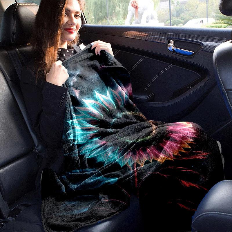 1pc Sunflower Printing Lightweight Flannel Blanket, Comfortable and Warm Blanket, for Camping Sofa Bed and Couch Office, In All Seasons