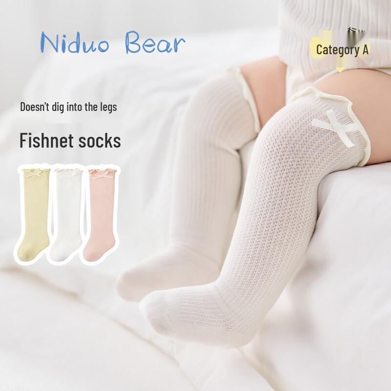 Nidoxiong Baby Mädchen Sommer Dünne Baumwolle Über-das-Knie Socken 3er-Pack