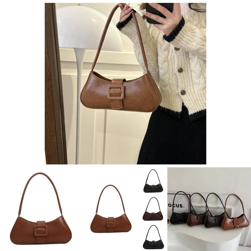 Stylish Minimalist Ins Small Batch Bag Pu Material Street Fashion Shoulder Bag 2023 Winter New Bag