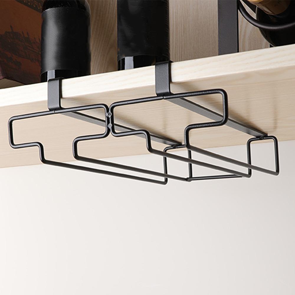 Durable Goblet Storage Shelf Two rows Kitchen Storage Shelf Wine Glass Holder  Under Cabinet