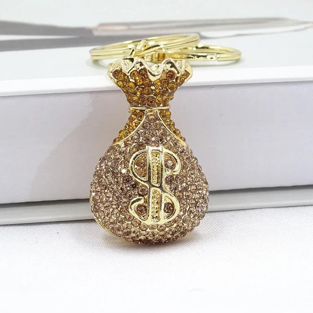 3D Dollar Bag Shaped Women's Bag  Accessories Rhinestone Key Chain Fashion Pendants Party Favors Car Keys Decoration Accessory